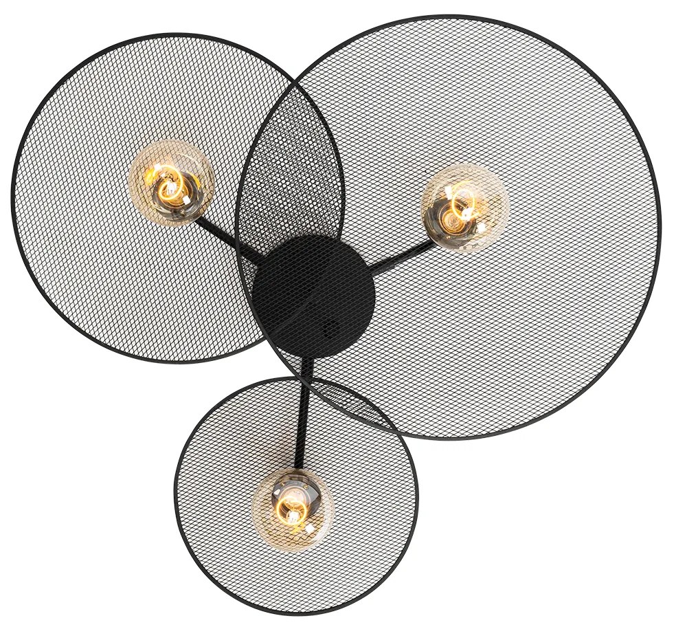 Design fali lámpa fekete hálóval 3-lámpás - Jane