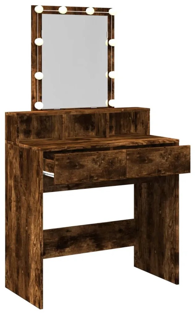 füstös tölgy színű fésülködőasztal LED-del 80 x 41 x 144,5 cm