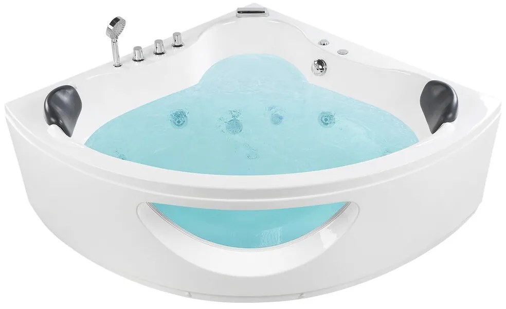 Fehér whirlpool masszázskád LED világítással 207 x 146 cm TOCOA II Beliani