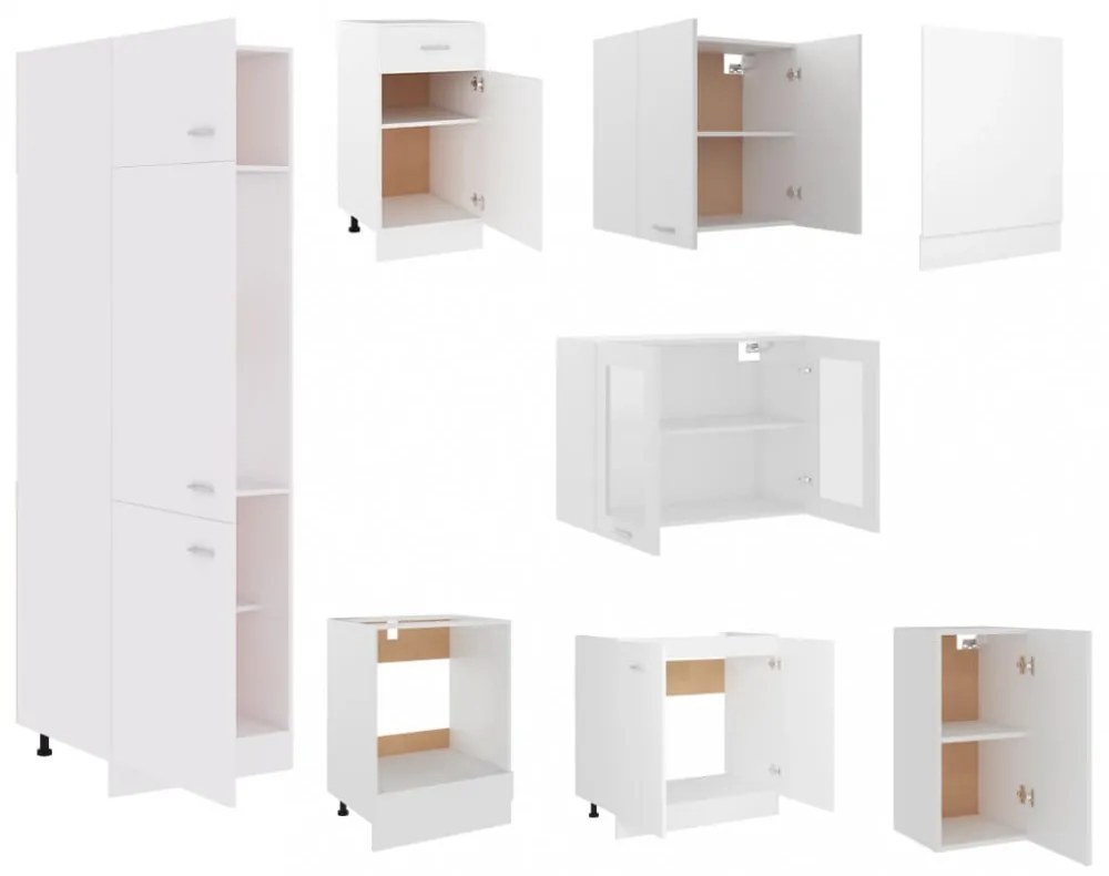 Lyon 8 részes fehér forgácslap konyhai szekrénygarnitúra