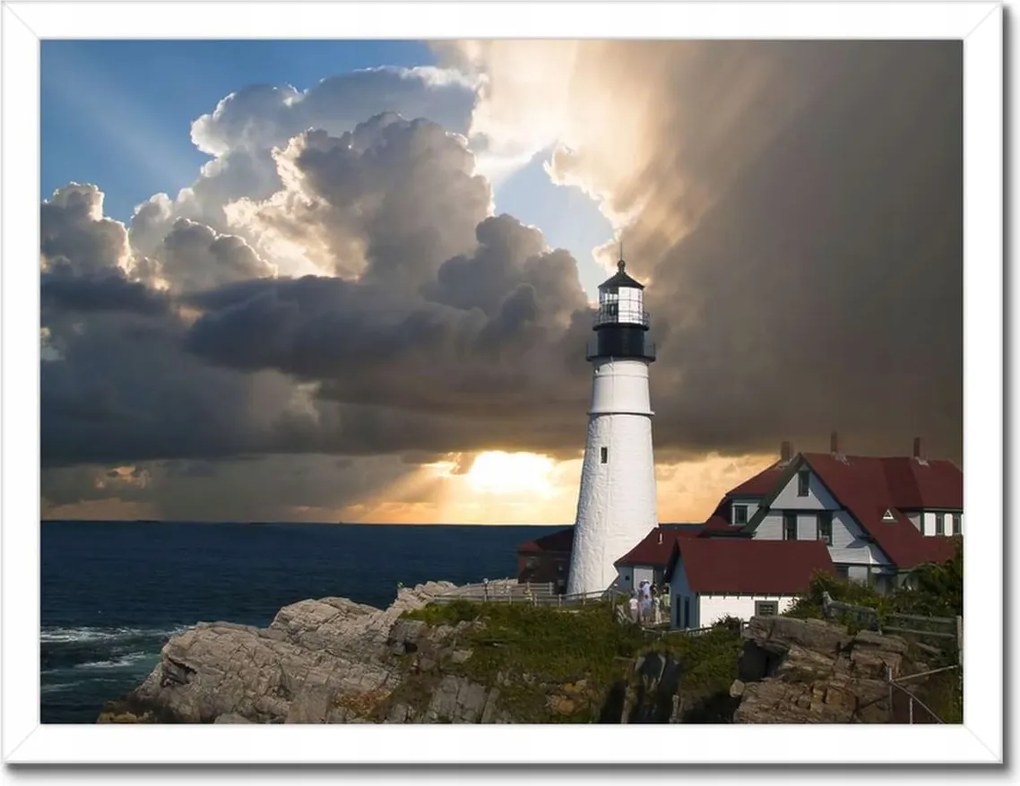 Poszterek keretben 40x30 Világítótorony Tenger
