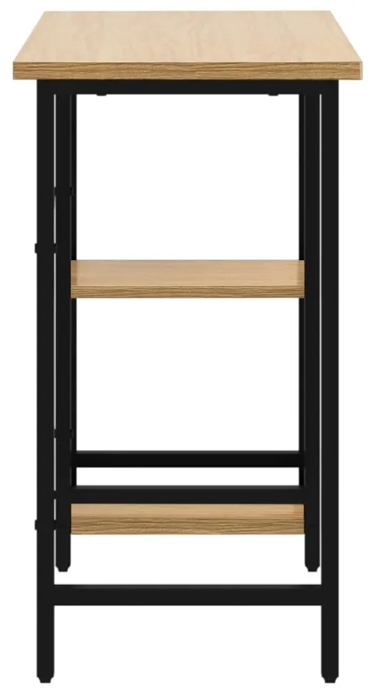 fekete-tölgyszínű MDF és fém számítógépasztal 80 x 40 x 72 cm