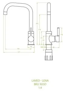 Laveo Lena, álló konyhai csaptelep h-302, fehér, LAV-BKU_665D