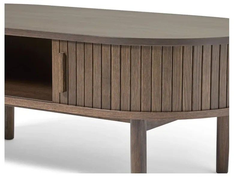 Sötét natúr színű dohányzóasztal tölgyfa dekorral 60x120 cm Meta – Unique Furniture