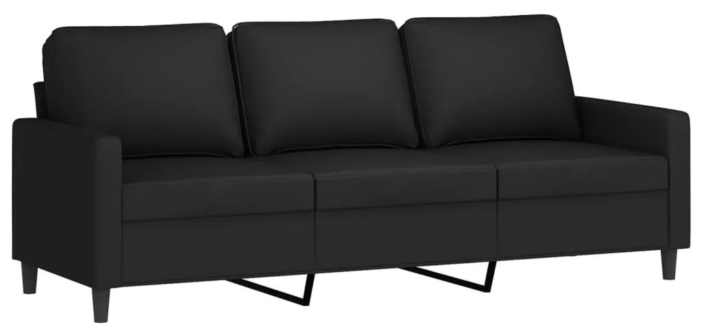 3 személyes fekete bársonykanapé lábtartóval 180 cm