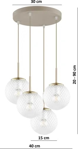 Brilagi - Kábeles csillár STELLA 4xE27/60W/230V bézs/arany