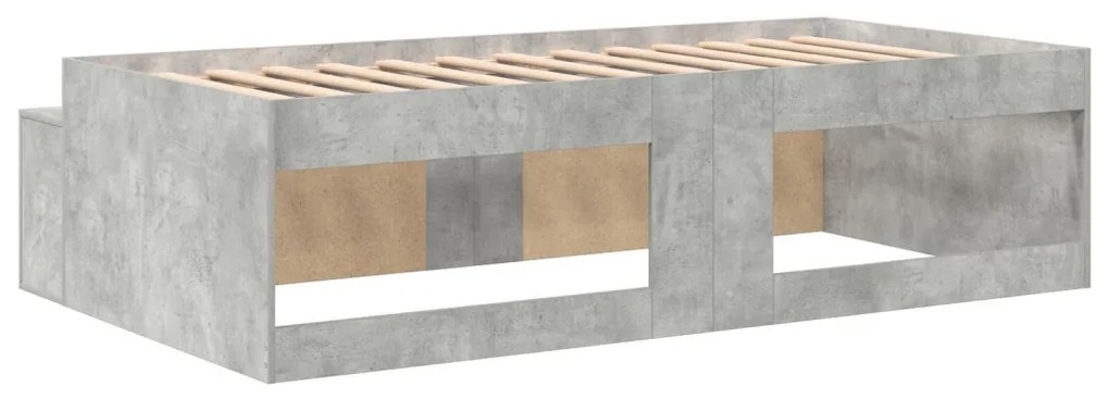 Ágykeret tárolóval tárolóval Beton szürke 75 x 190 cm Faanyag
