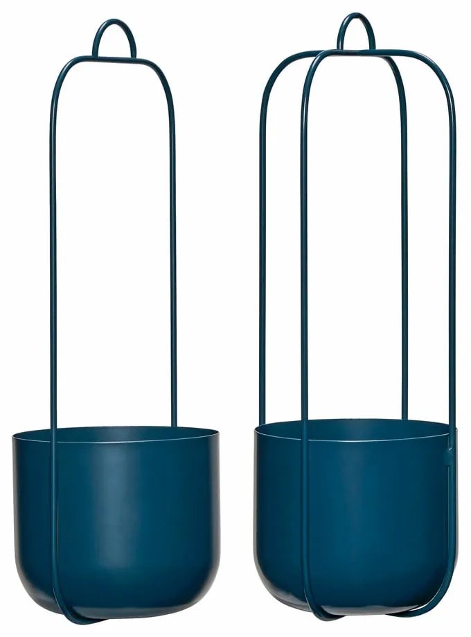Kék fém függő kaspó szett 2 db-os ø 16 cm Lotus - Hübsch