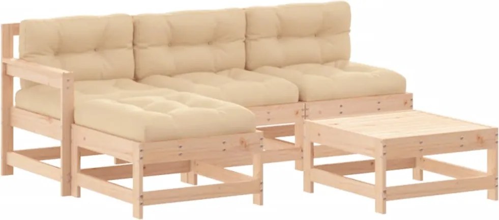 vidaXL 5 részes tömör fa kerti ülőgarnitúra párnával