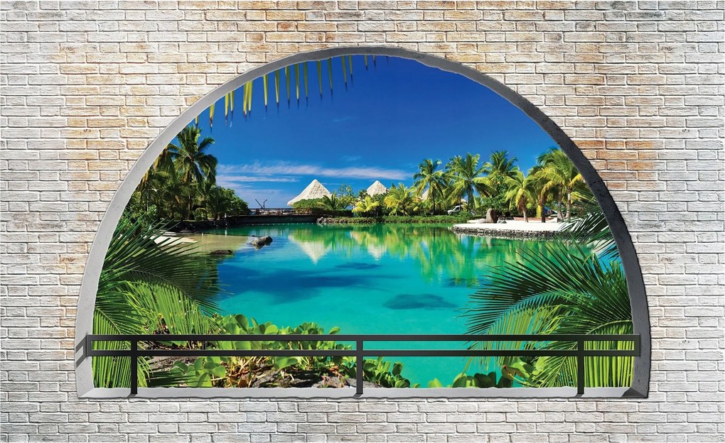 Fotótapéta Laguna Pálmafák Tengerpart Kék Tenger Paradicsom 350x250 homok +ragasztó