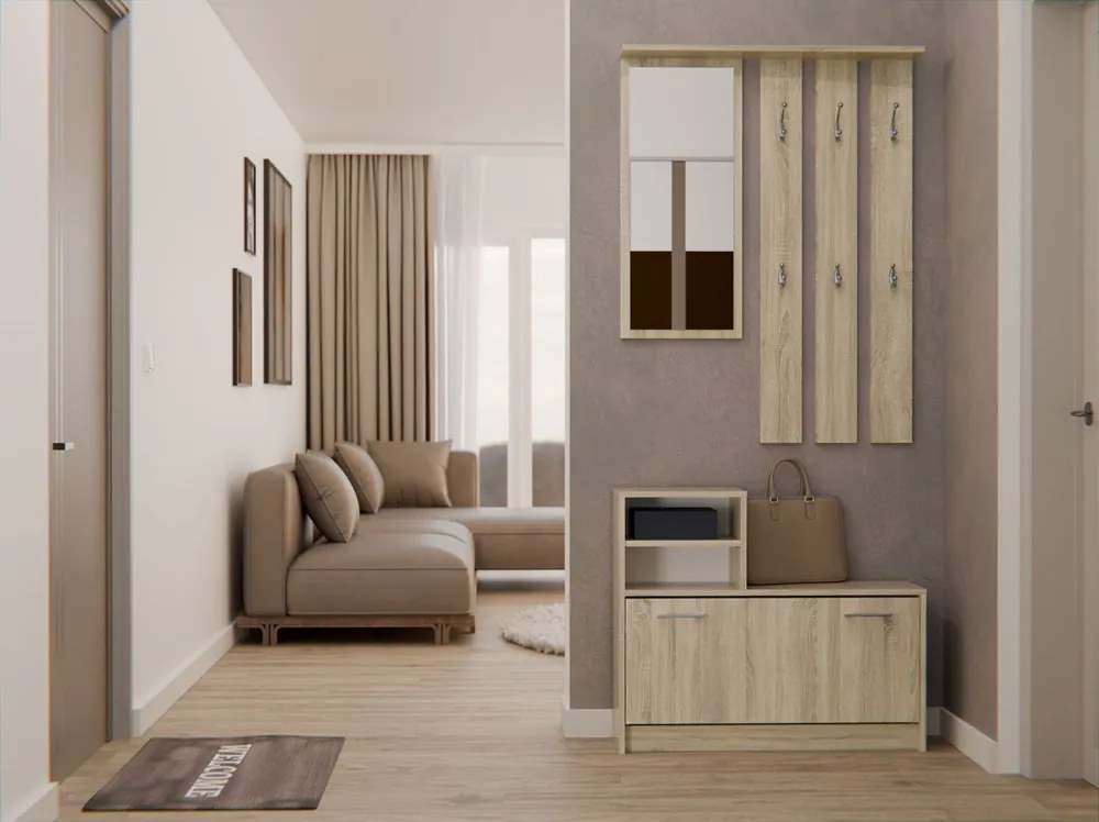 Odell GAR előszobafal, 85x180x24 cm, sonoma