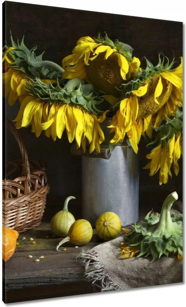 Vászonkép 70x100 Napraforgók vázában