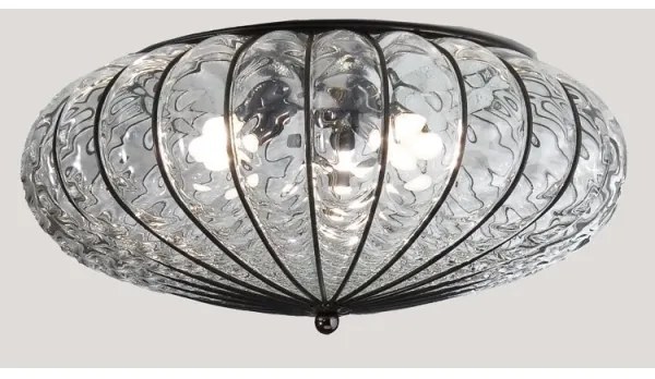 SIRU - Mennyezeti lámpa ACCADEMIA 3xE27/60W/230V átlátszó/fekete Velencei üveg