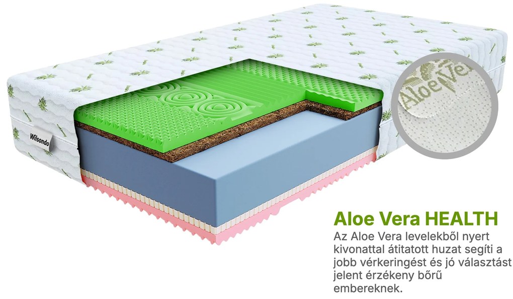 Wilsondo SANDRA kókuszmatrac 160x200 Huzat: AloeVera (felár ellenében)