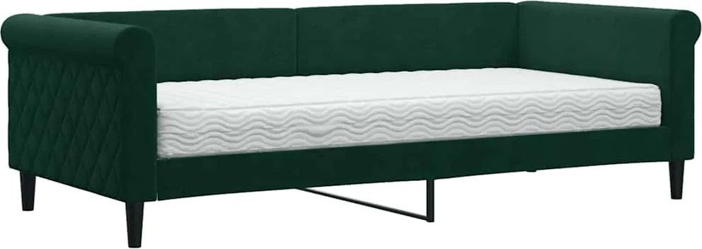 vidaXL zöld bársony heverő matraccal 90 x 200 cm