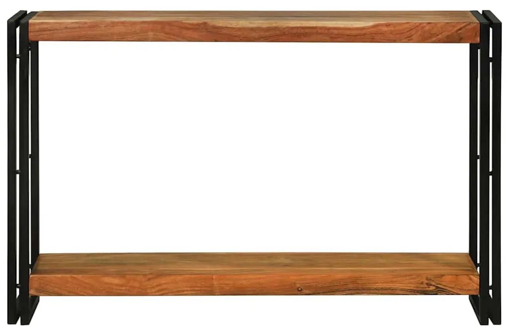 Konzolasztal polcokkal Barna 120 x 33 x 75 cm tömör akácfa
