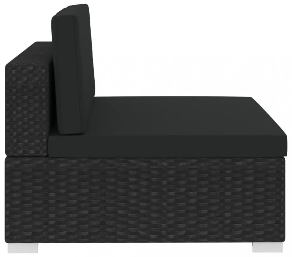 vidaXL 4 részes fekete polyrattan kerti kanapészett párnákkal