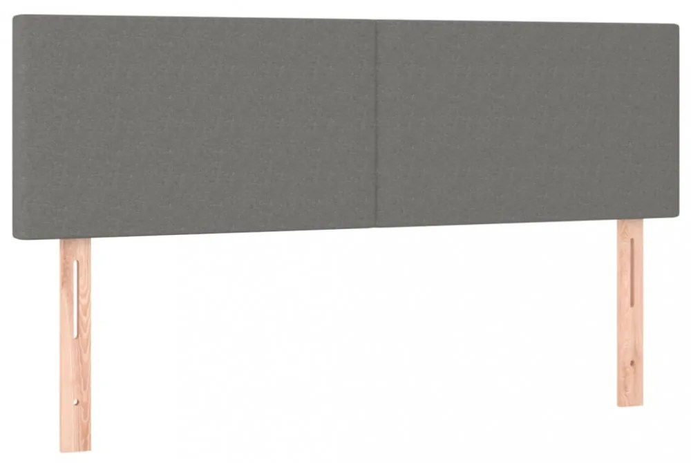 sötétszürke szövet rugós és LED-es ágy matraccal 140x200 cm