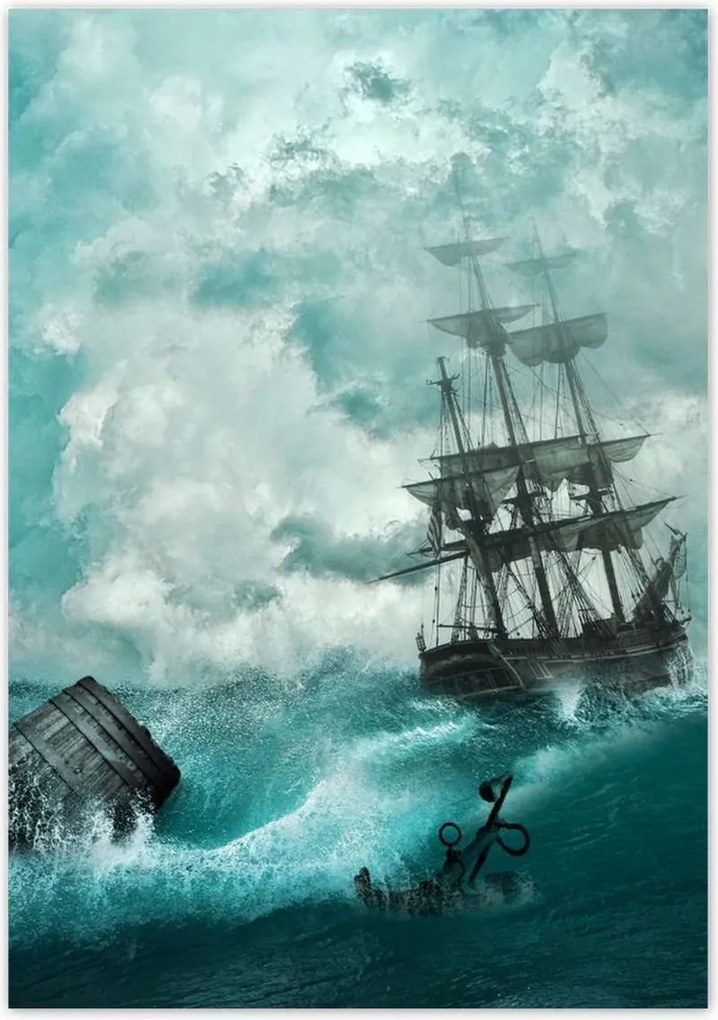 Poszterek 70x100 Vihar Tenger Hajó Tájkép