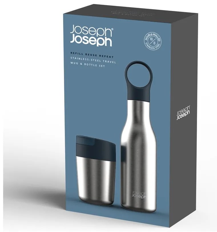 Rozsdamentes acél utazó ivópalack és bögre készlet Loop&Sipp - Joseph Joseph