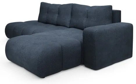 ALMADA jobb oldali, ágyazható L alakú kárpitozott sarokülőgarnitúra tárolóval, kék