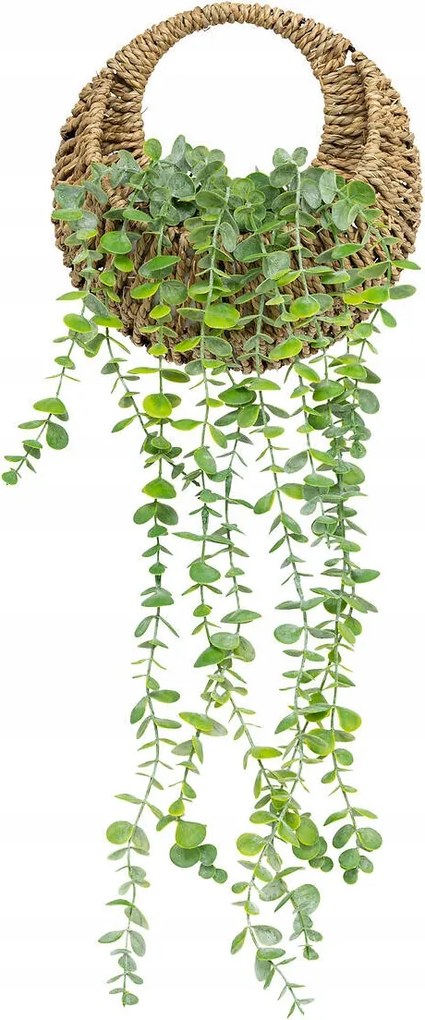 Művirág Eukaliptusz Fonott Akasztós Virágtartó 70 cm