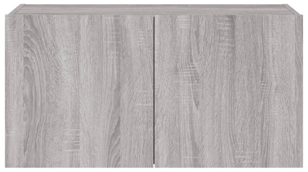szürke sonoma színű fali TV-szekrény LED-del 80x35x41 cm