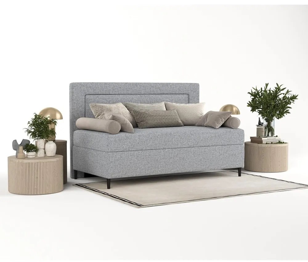 Szürke kárpitozott egyszemélyes ágy 90x200 cm Alba – Maison de Rêve