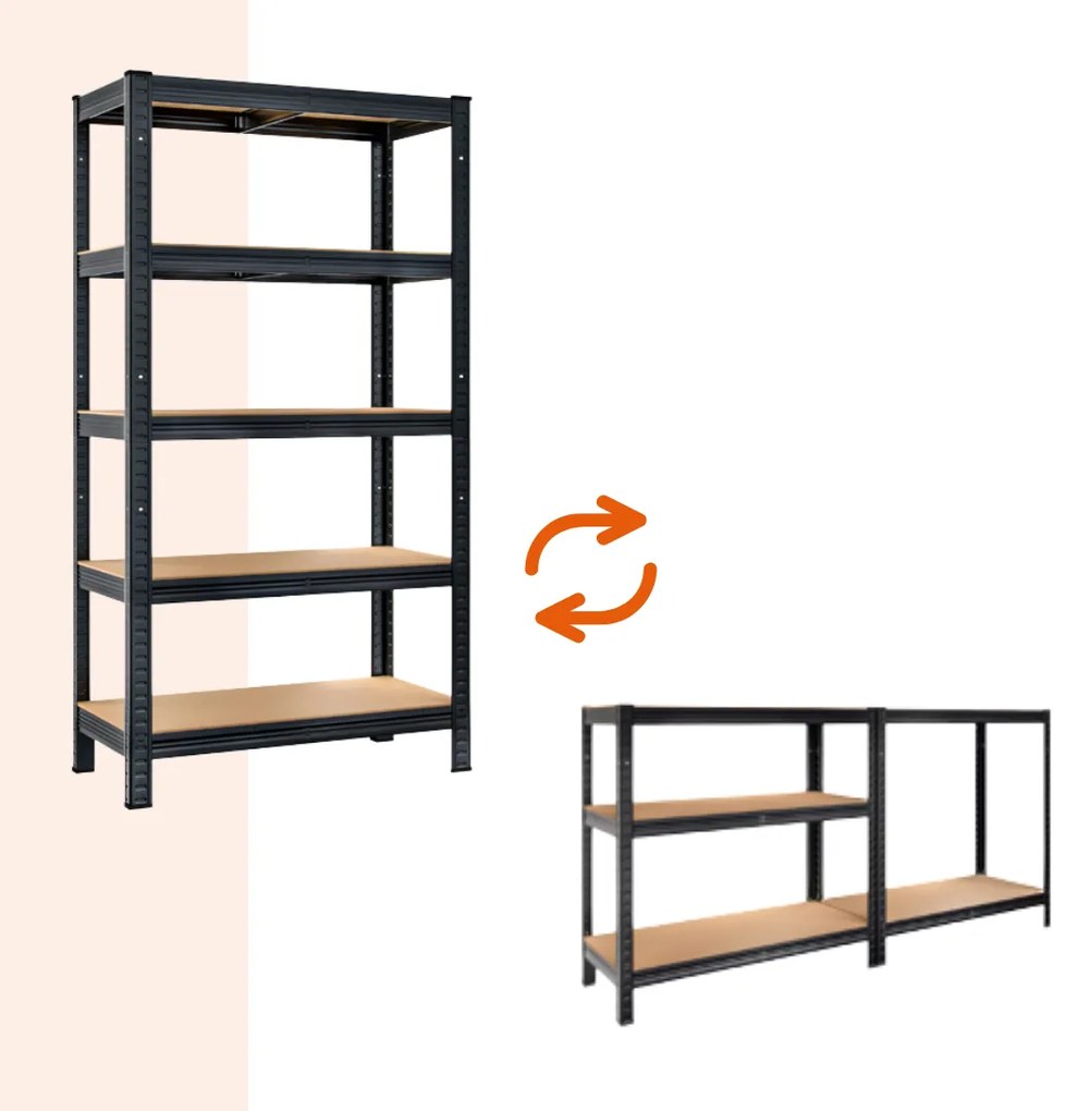 HEAVY nagy teherbírású polc, max 875kg, 90x40x180cm, fekete Jurhan