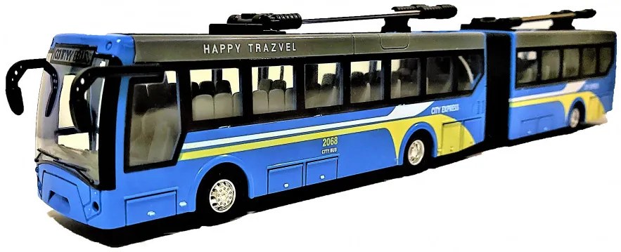 36 Cm Rc Távirányítós Csuklós Trolibusz 3.7V Lítium Akkuval1:32 Méretarány Busz