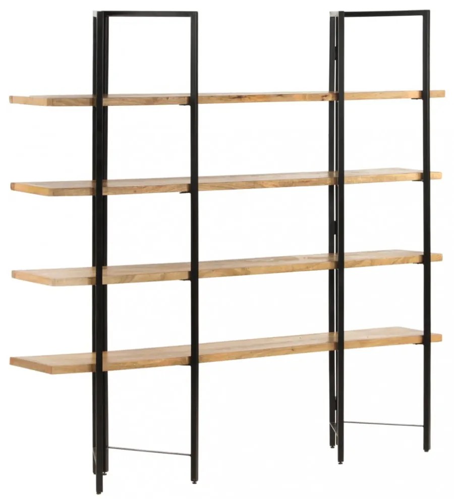 4 szintes tömör mangófa könyvespolc 160 x 35 x 160 cm