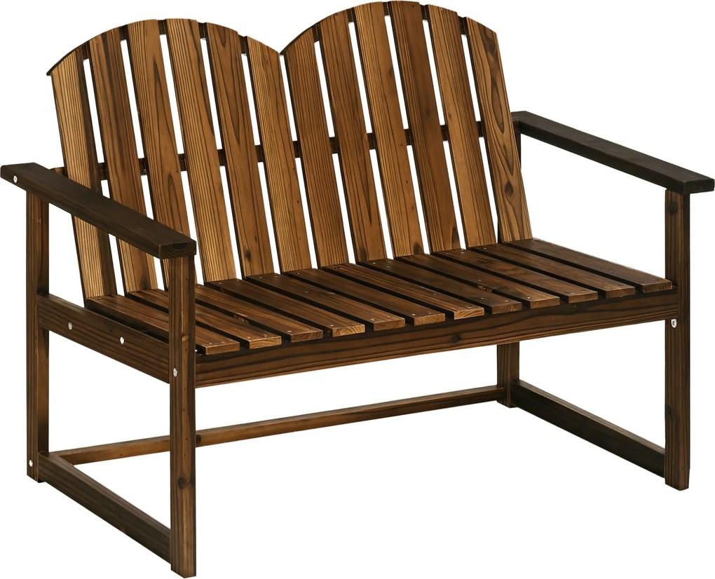 Outsunny Kerti Pad, 2-Személyes Pad, Fa Pad Háttámlával és Karfával, Park Pad, Teherbírás 240 kg-ig, Kertbe, Erkélyre, Sötétszürke, 114 x 63 x 86 cm |
