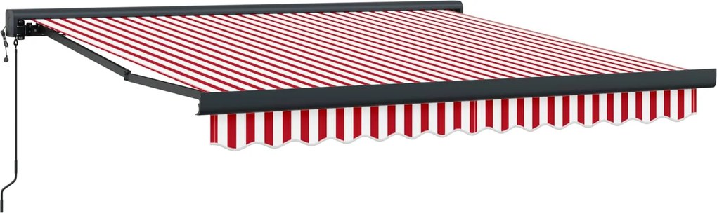 vidaXL Napernyő Piros és Fehér 350 x 250 x 165 cm Pamut és Alumínium