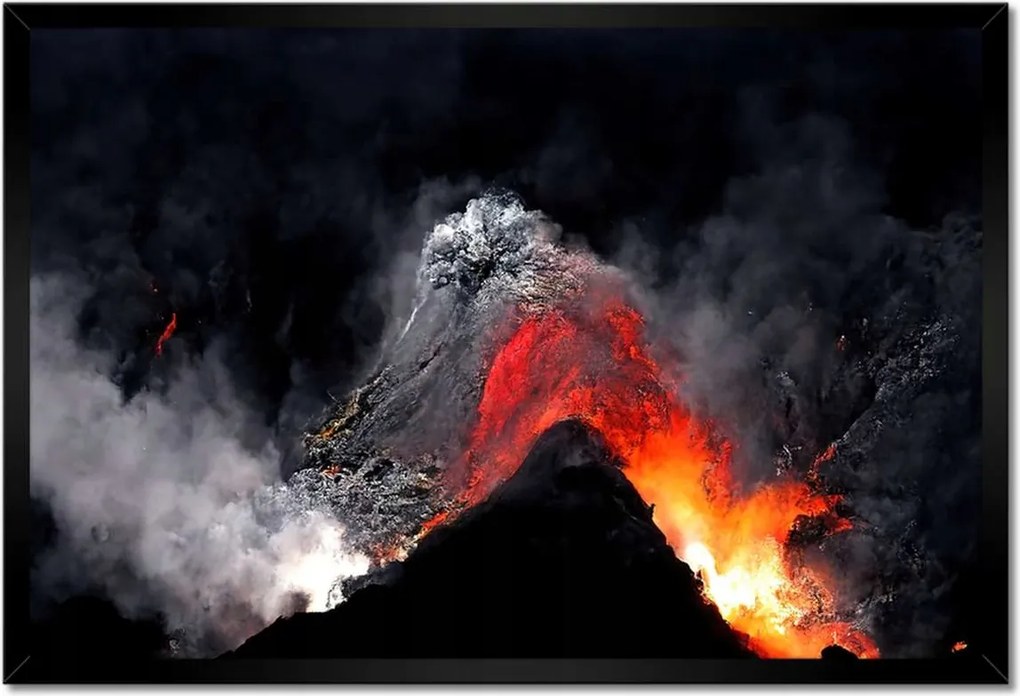 Poszterek keretben 60x40 Vulkánkitörés láva por