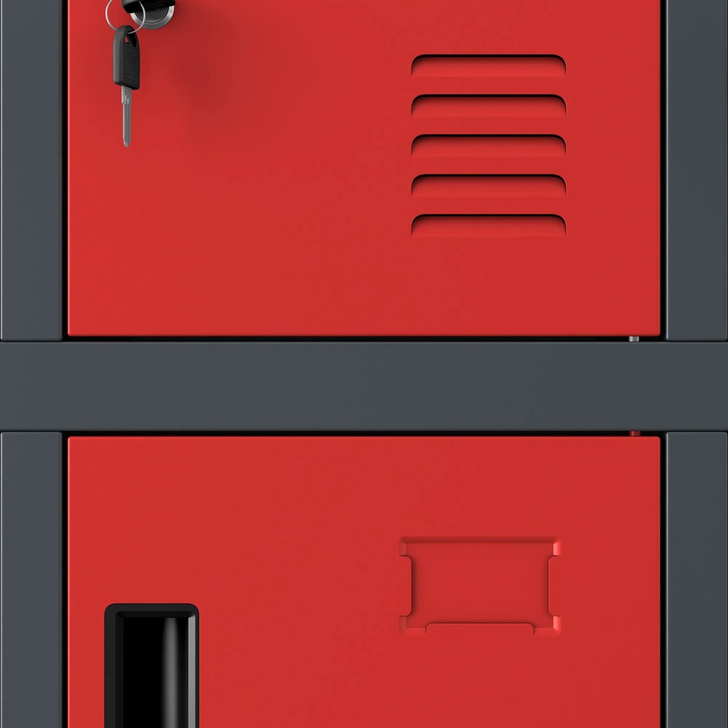 Fém öltözőszekrény ROBERT 1360 x 1720 x 450 mm, antracit-piros