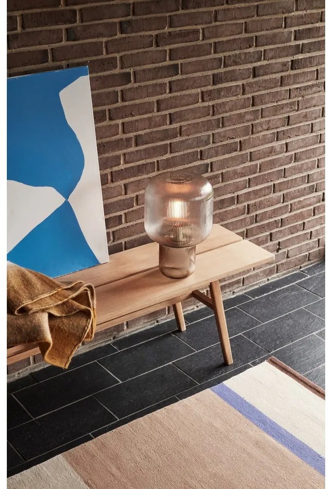 Barna asztali lámpa üveg búrával (magasság 42 cm) Pirum – Hübsch