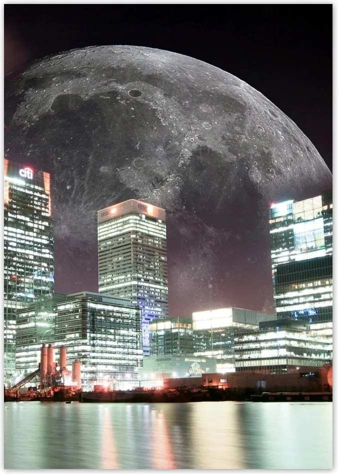 Poszterek A4 Pion Város éjszaka Hold