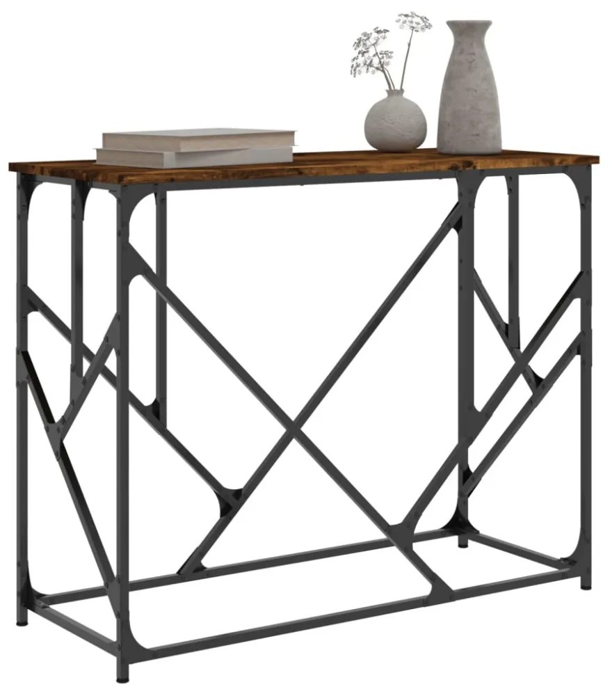 füstös tölgyszínű szerelt fa tálalóasztal 100x40x80 cm