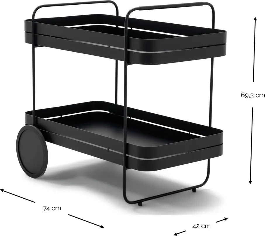 Fém gurulós zsúrkocsi 74x42 cm Gin &amp; Trolley – Spinder Design
