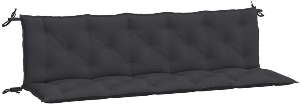 2 db fekete oxford szövet kerti padpárna 180 x 50 x 7 cm