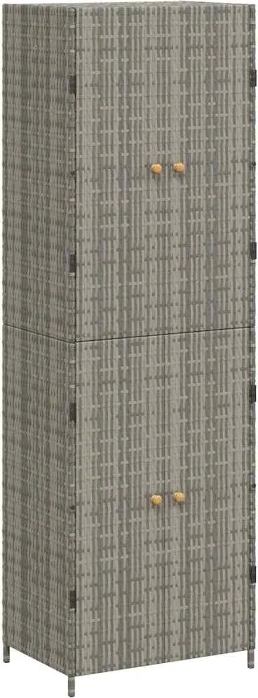 vidaXL szürke polyrattan kerti tárolószekrény 59 x 40 x 180 cm