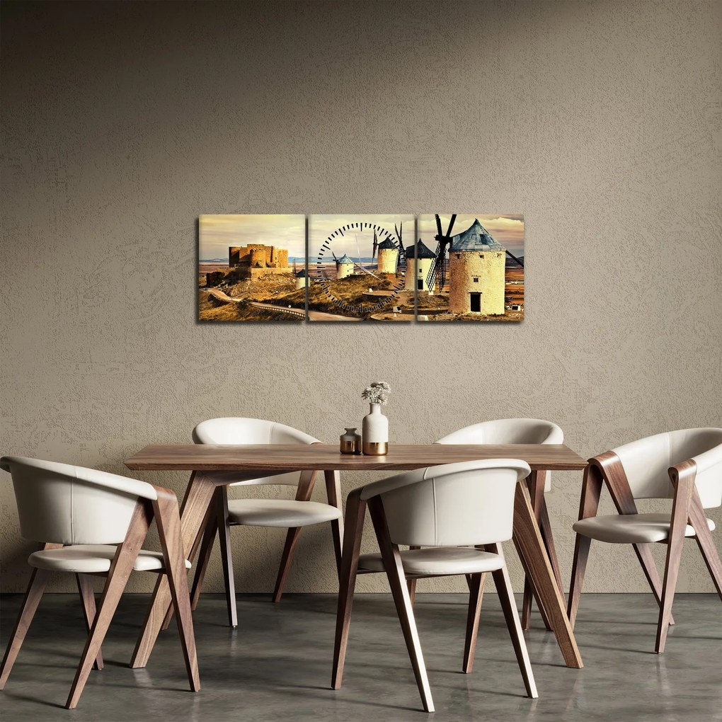 Kép - Szélmalmok (órával) (90x30 cm)