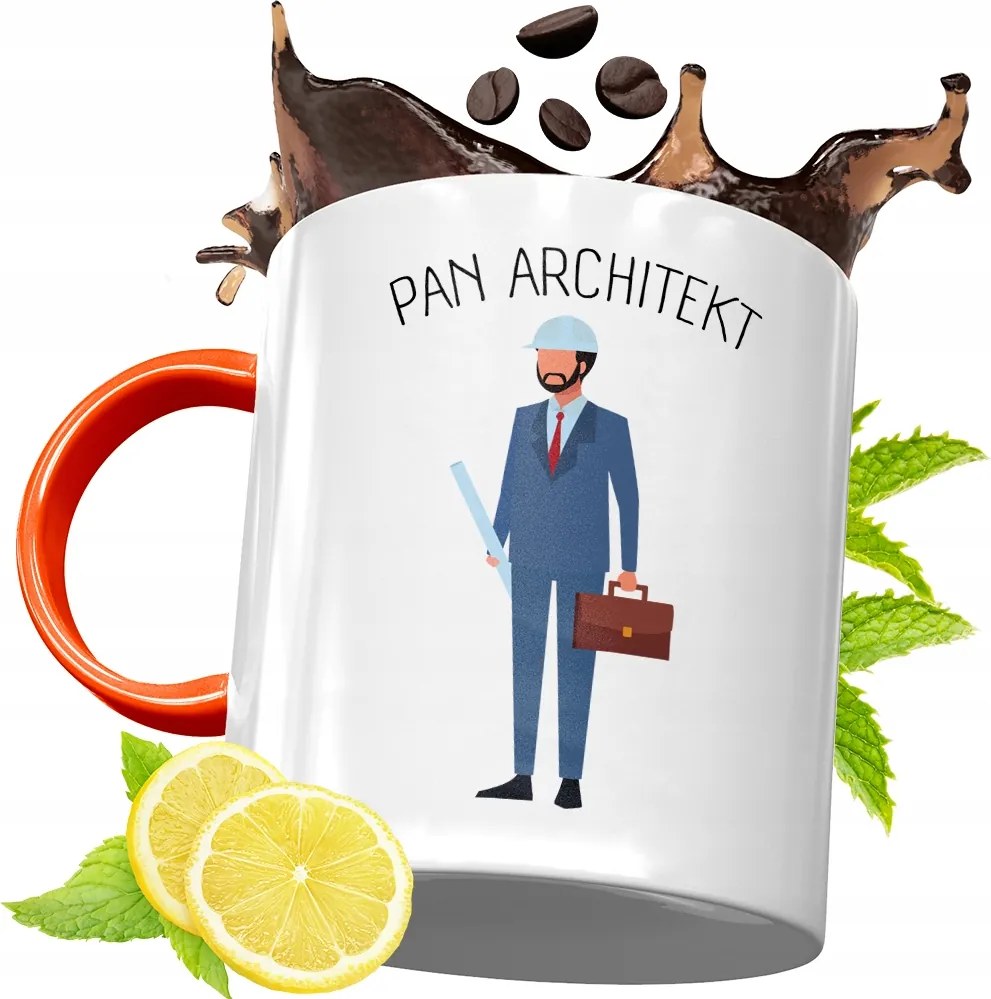 Narancssárga Bögre Építésznek Ajándék fényképes nyomtatással