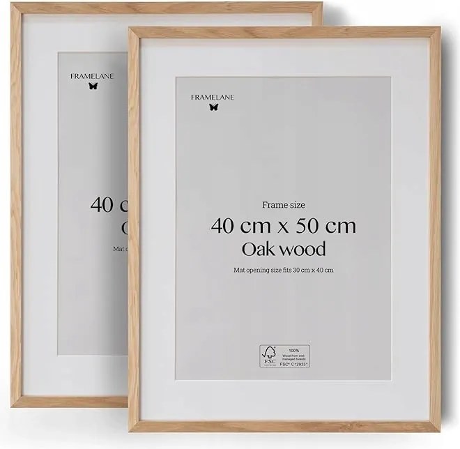 2 db-os képkeret szett natúr fából 40 x 50