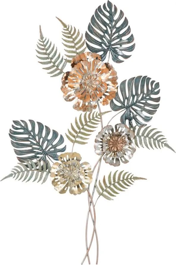 Trópusi levél fali dekoráció, zöld-réz - BOUQUET TROPIQUE