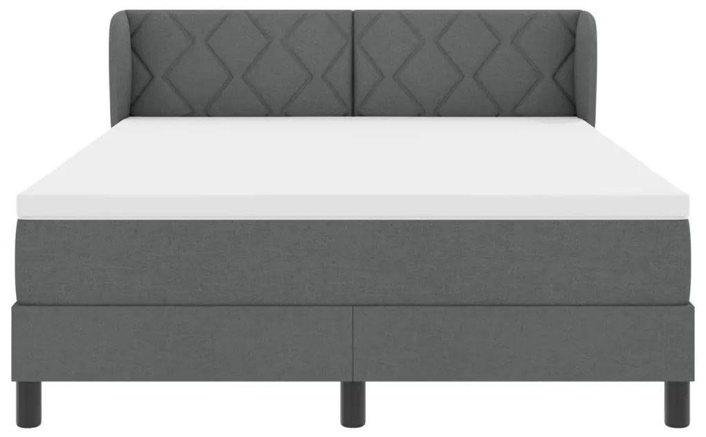 Boxspring Ágy Matrac Tartozékkal Sötétszürke 140x200 cm Szövet