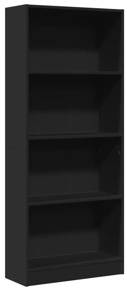 fekete szerelt fa könyvszekrény 60 x 24 x 143 cm