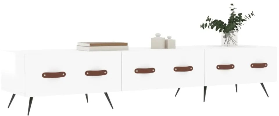 fehér magasfényű szerelt fa TV-szekrény 150x36x30 cm