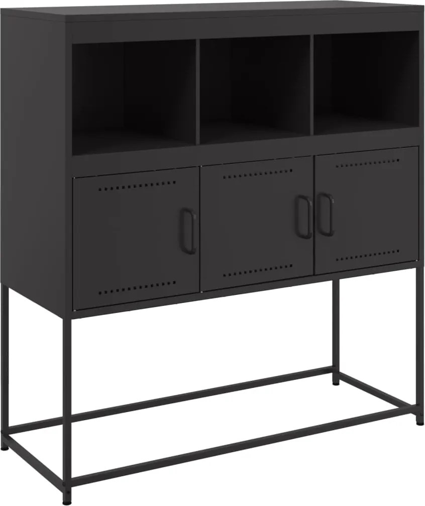 vidaXL fekete acél tálalószekrény 100,5 x 39 x 107 cm