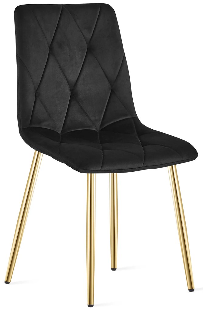 Fekete bársony étkezőszék LIBRA arany lábakkal
